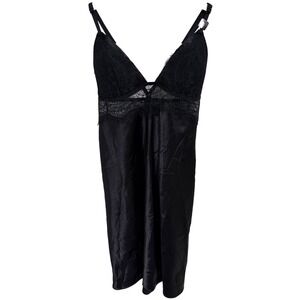 La Senza Black Lace Top Satin Slip Dress Mini Lingerie Size‎ S NWT